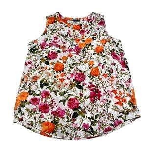 • Adrianna Papell Floral Sleeveless Career Blouse Pink Orange E41
